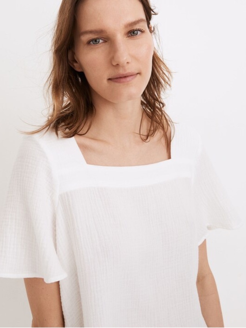 Madewell Lightspun Harlow Square-Neck Top in White